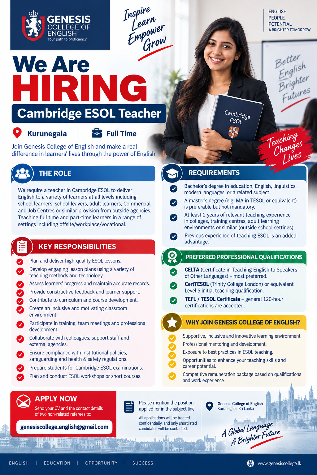 Cambridge ESOL Teacher at Genesis College of English