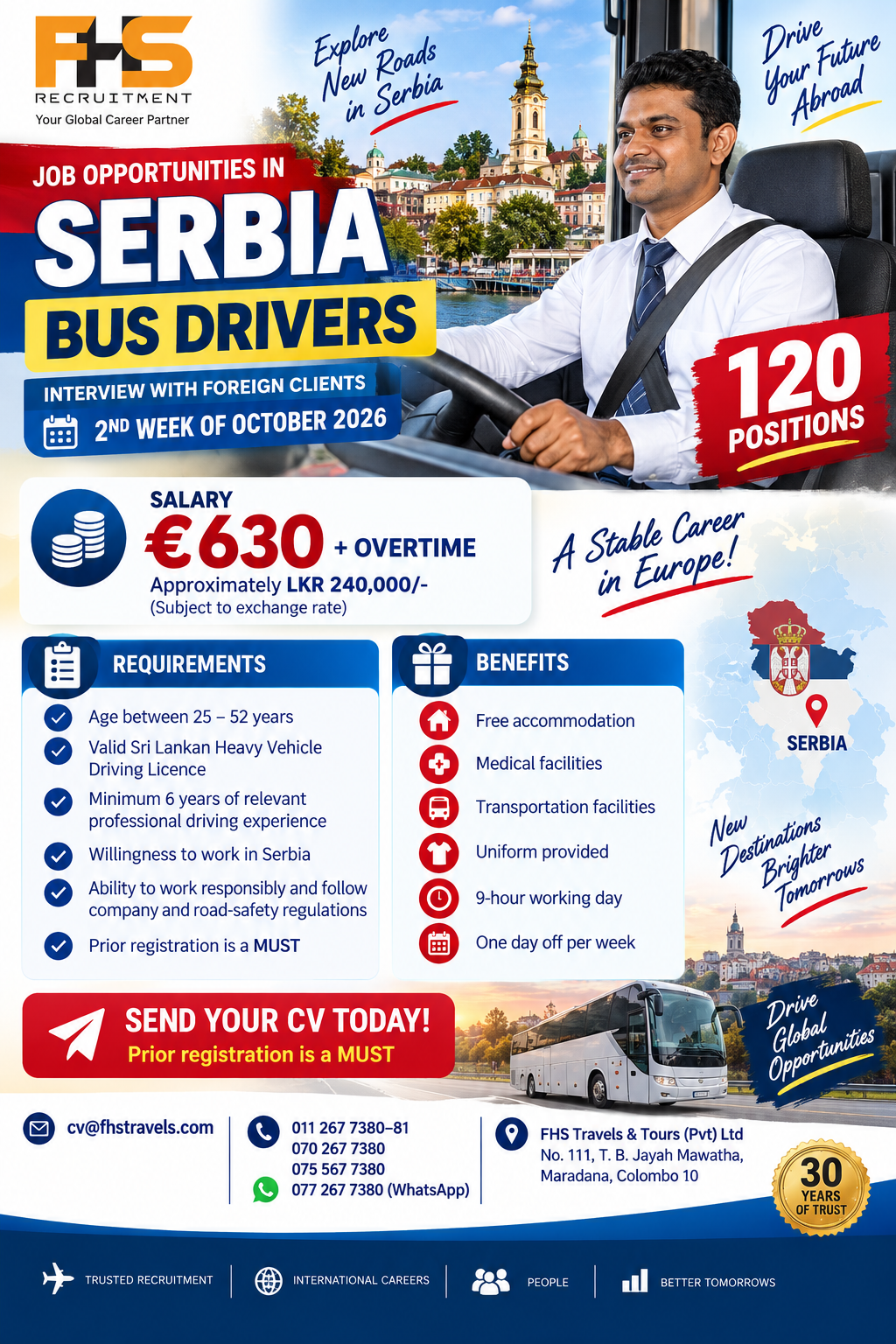 Bus Driver – Serbia at FHS Travels & Tours (Pvt) Ltd / FHS Recruitment