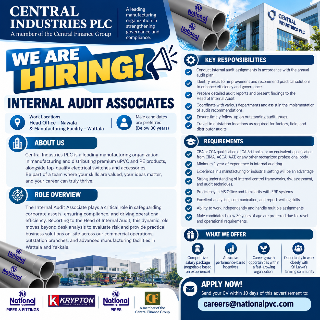Internal Audit Associate at Central Industries PLC