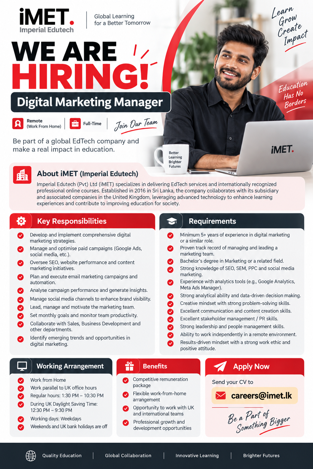 Digital Marketing Manager at Imperial Edutech (Pvt) Ltd – iMET