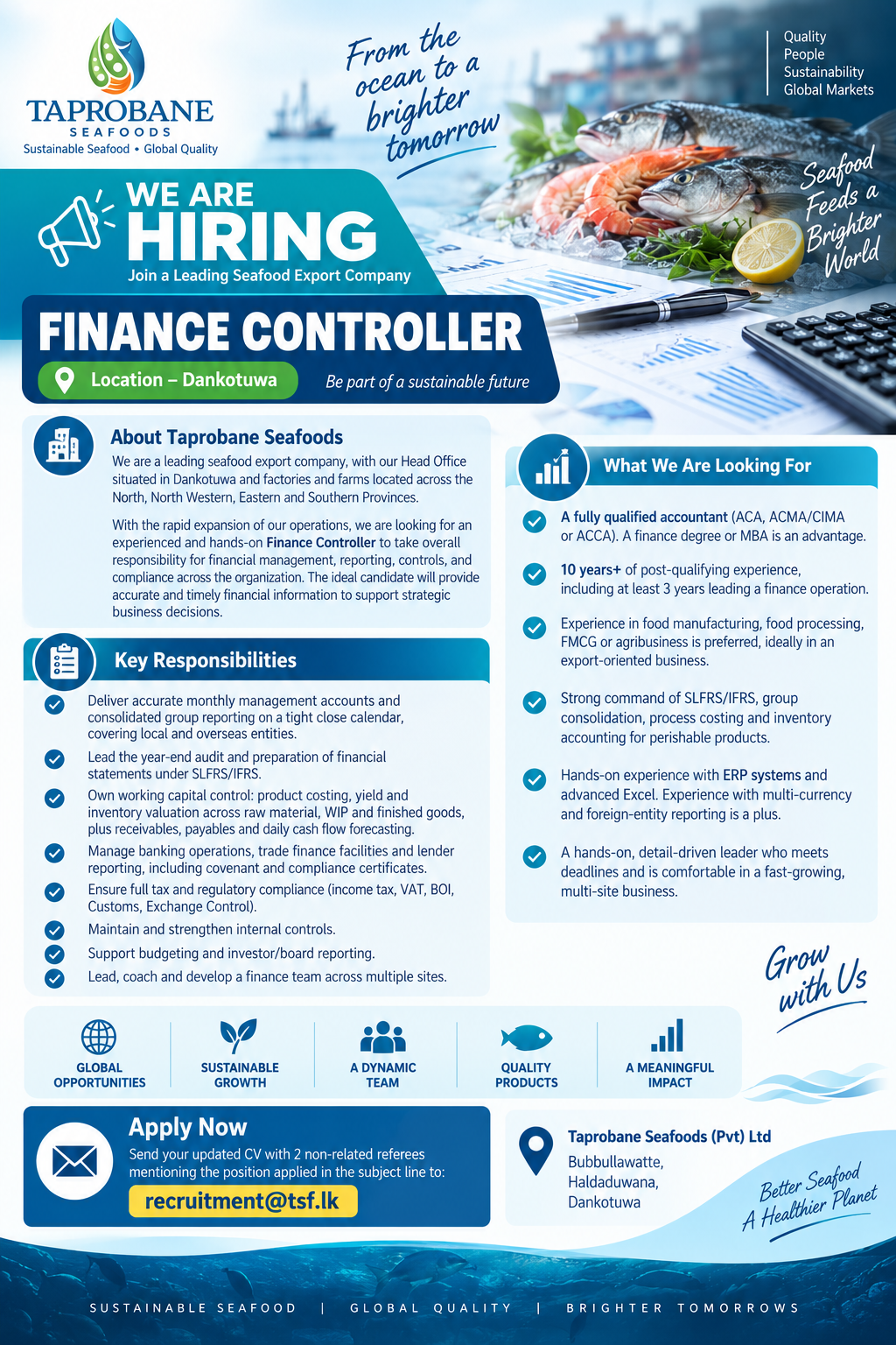 Finance Controller at Taprobane Seafoods (Pvt) Ltd