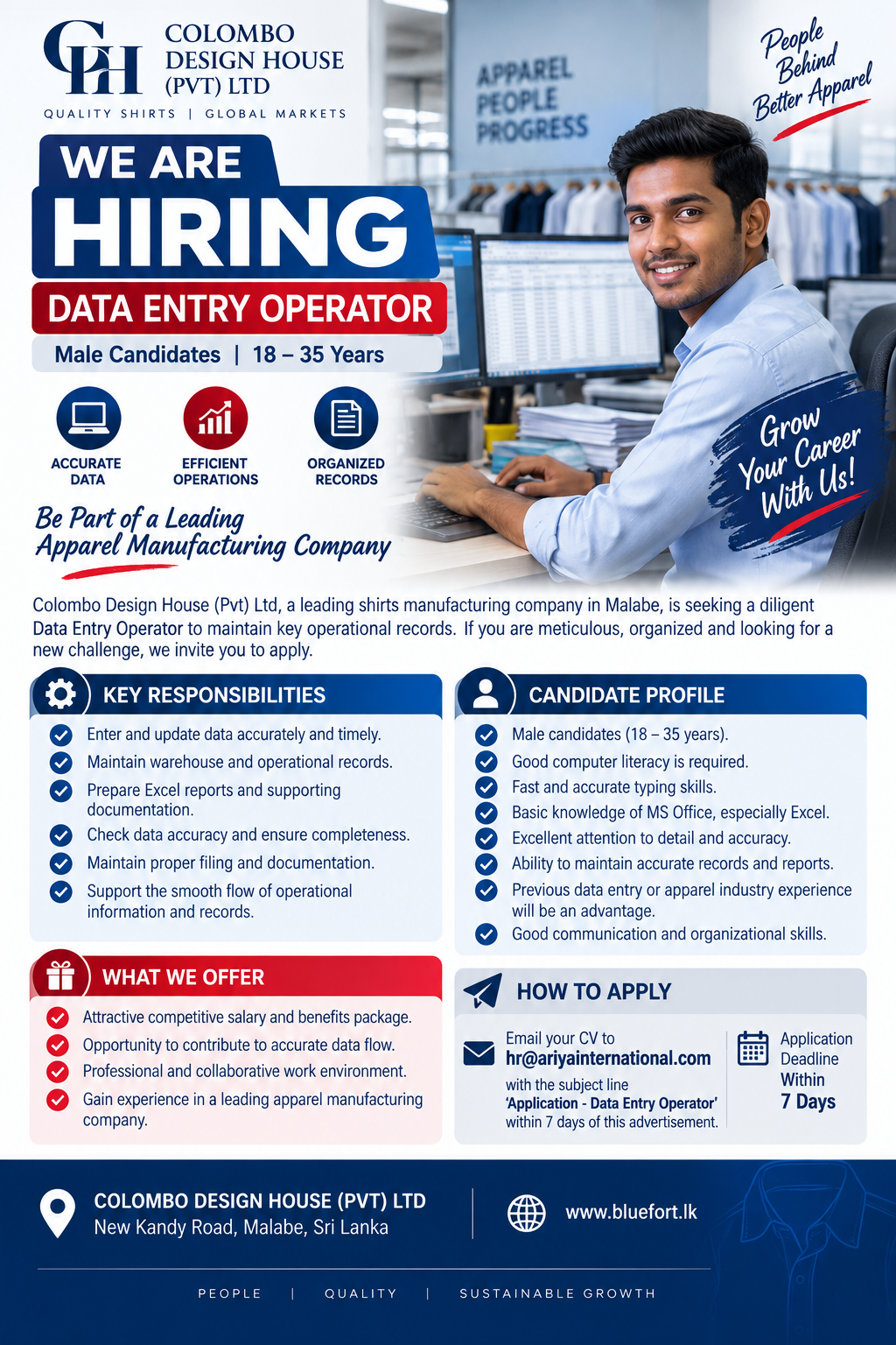 Data Entry Operator at Colombo Design House (Pvt) Ltd
