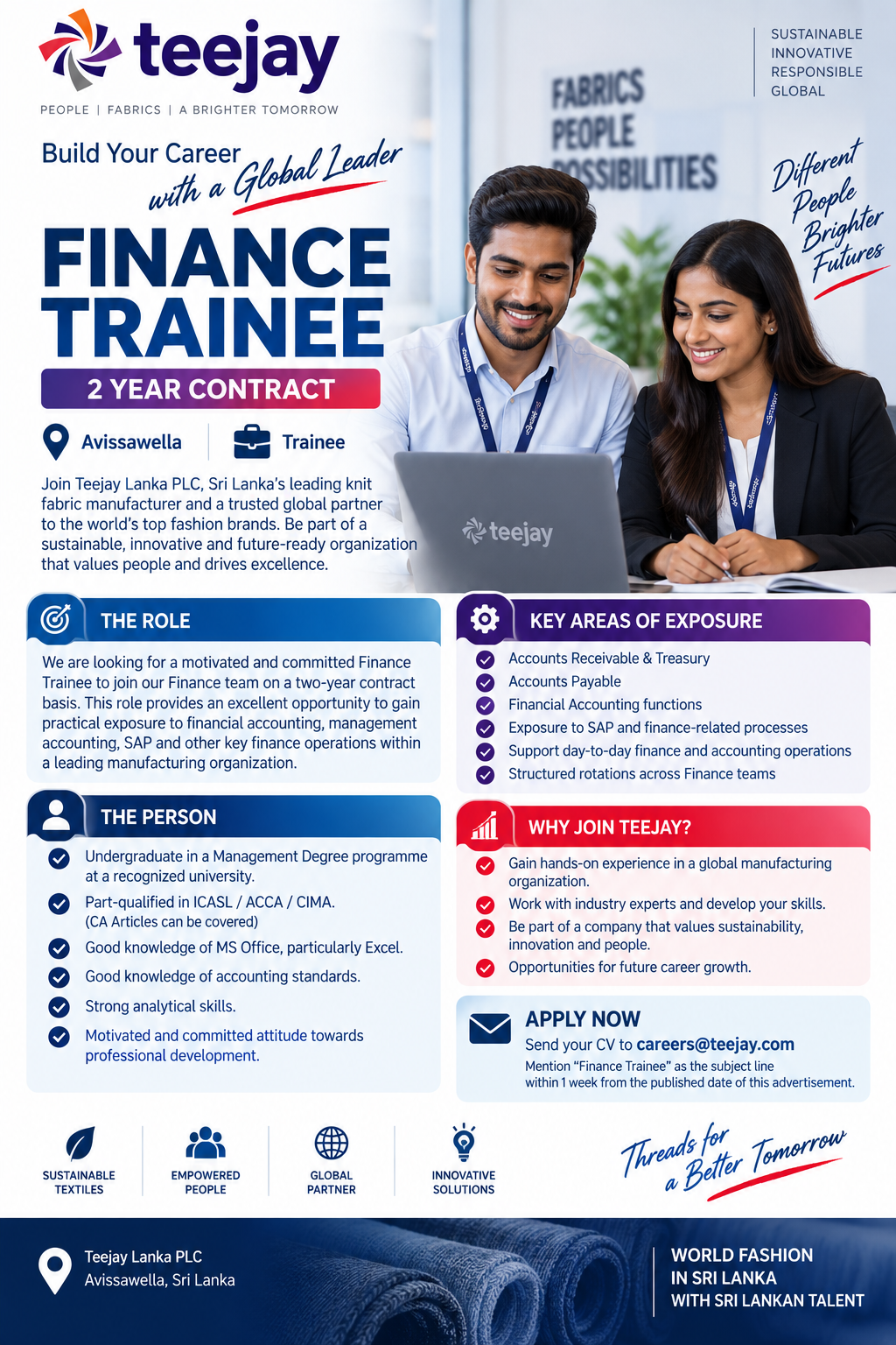 Finance Trainee at Teejay Lanka PLC
