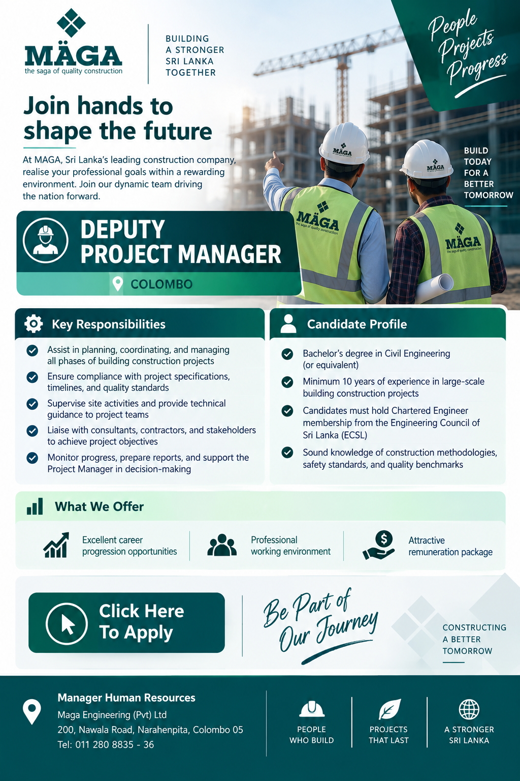 Deputy Project Manager at Maga Engineering (Pvt) Ltd