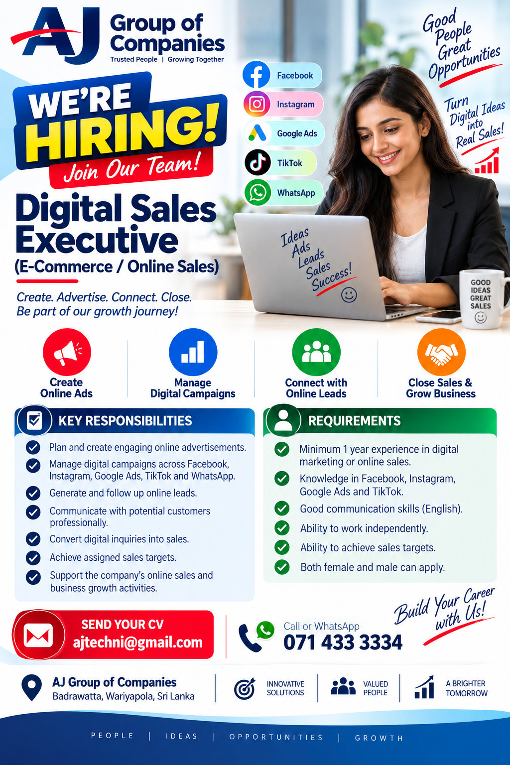 Digital Sales Executive – E-Commerce / Online Sales at AJ Group of Companies