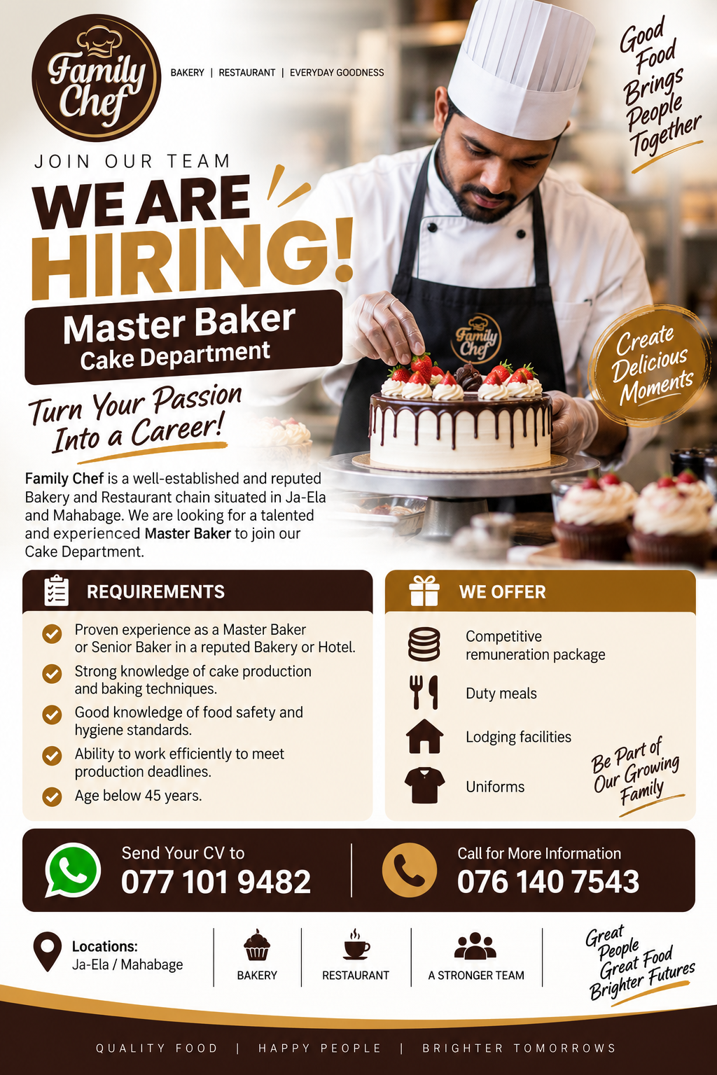 Master Baker – Cake Department at Family Chef