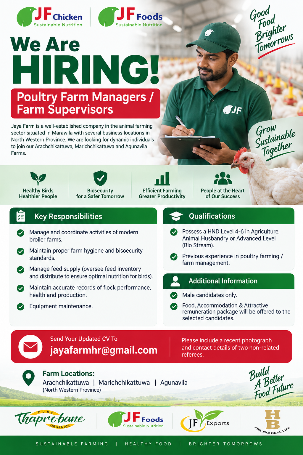 Poultry Farm Manager / Farm Supervisor at Jaya Farm / JF Foods