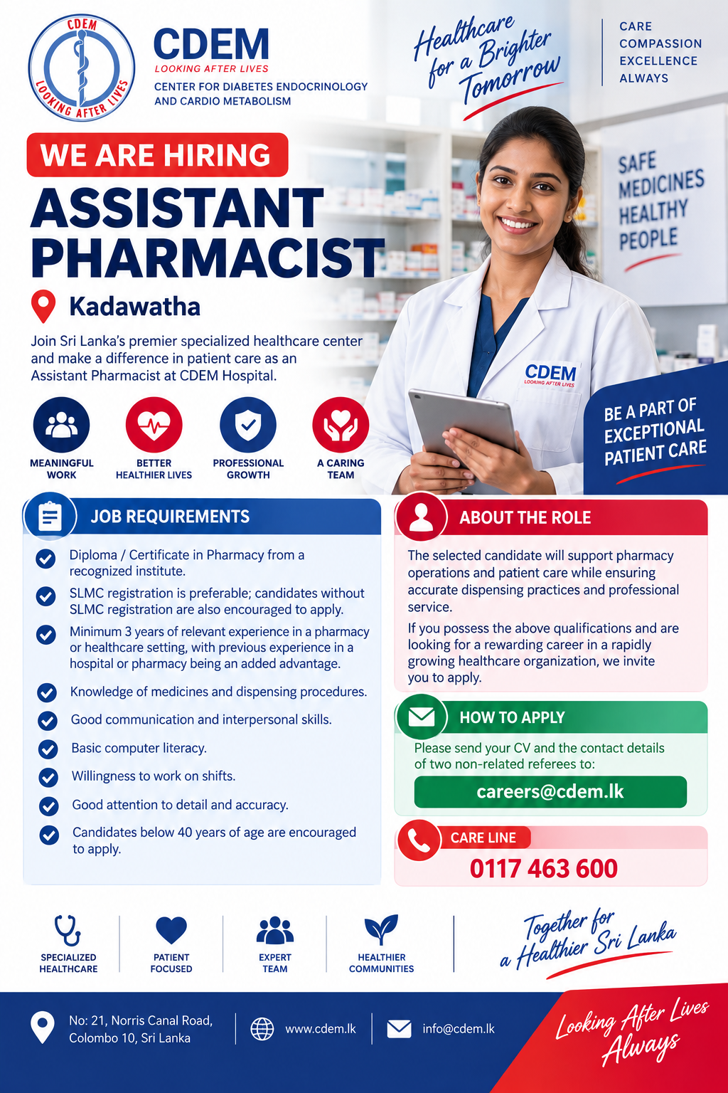 Assistant Pharmacist at CDEM Hospital / Center for Diabetes Endocrinology and Cardio Metabolism