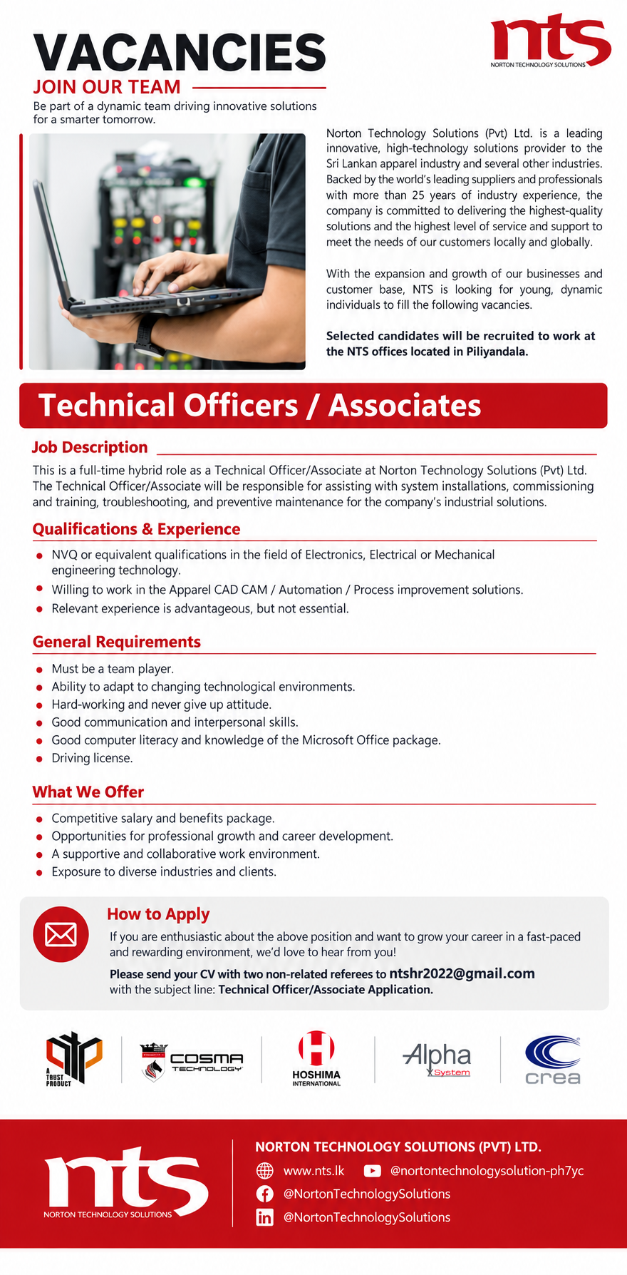 Technical Officer / Associate at Norton Technology Solutions (Pvt) Ltd