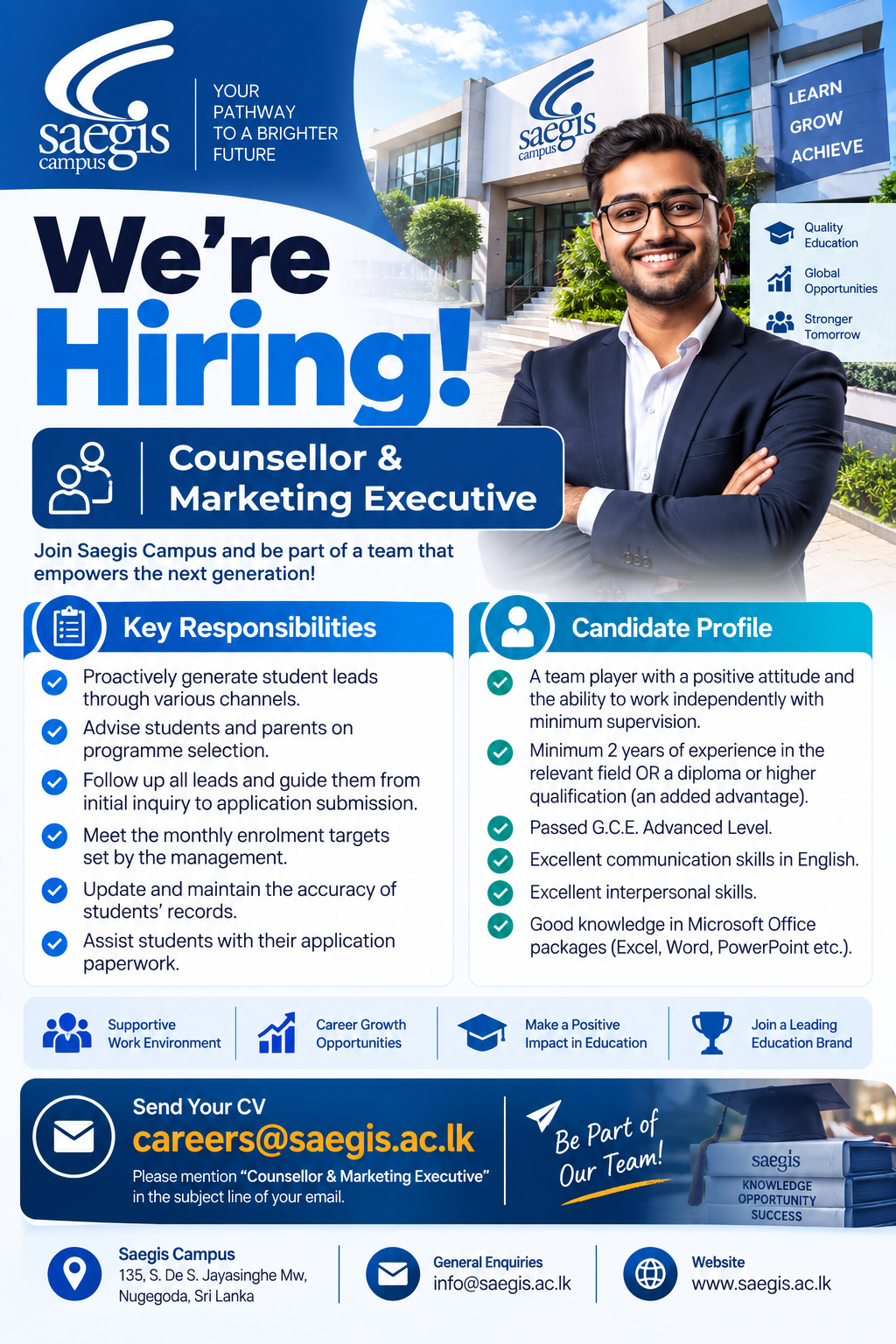 Counsellor & Marketing Executive at Saegis Campus