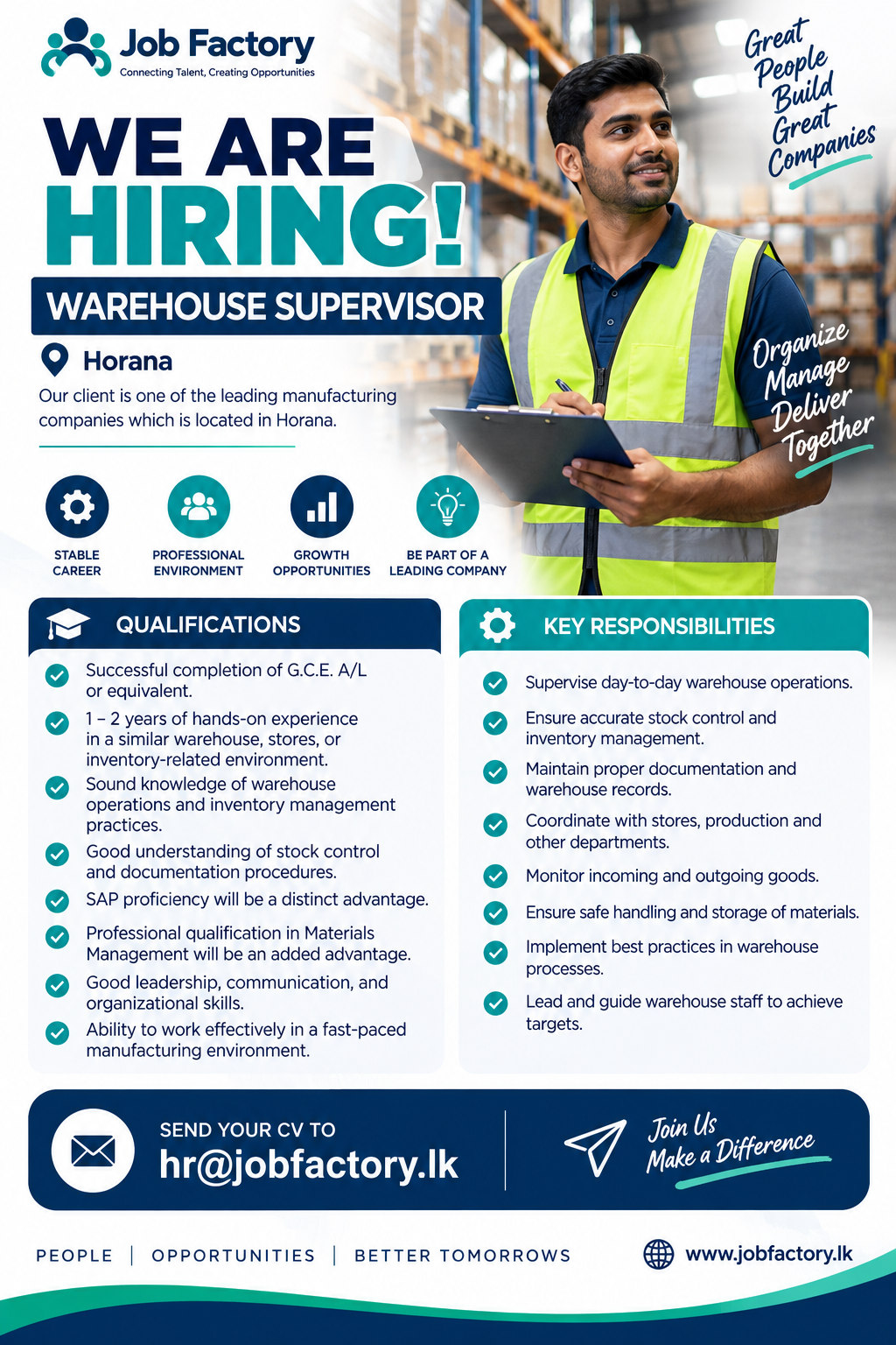 Warehouse Supervisor at Not Specified