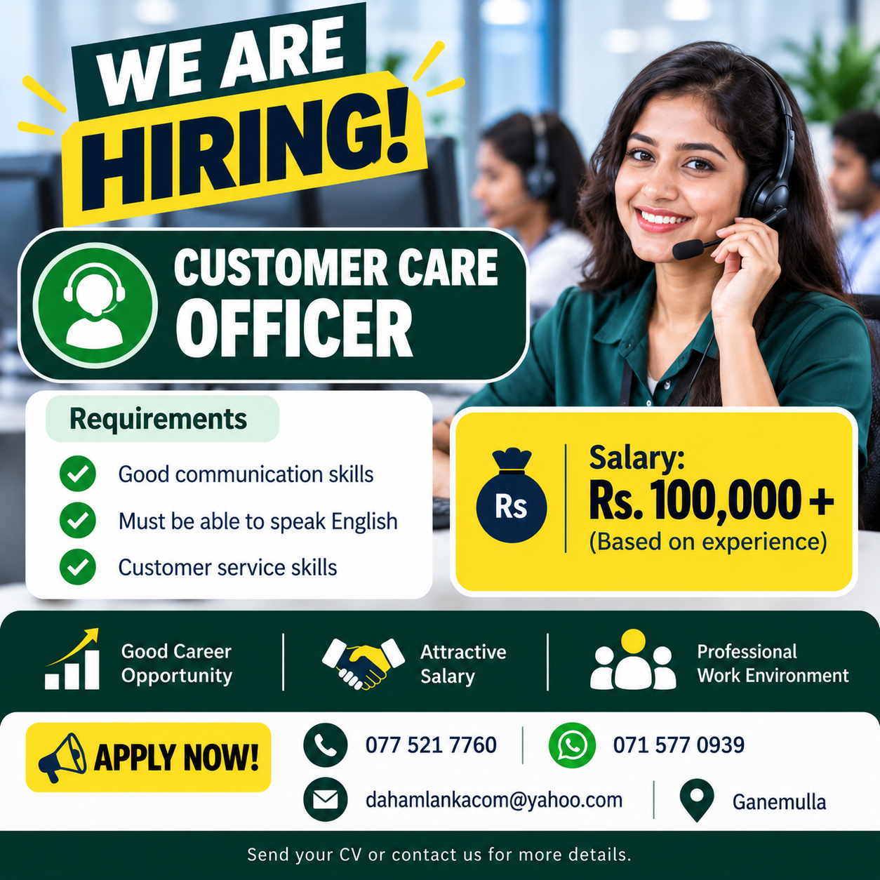 Customer Care Officer at Company Name Not Specified