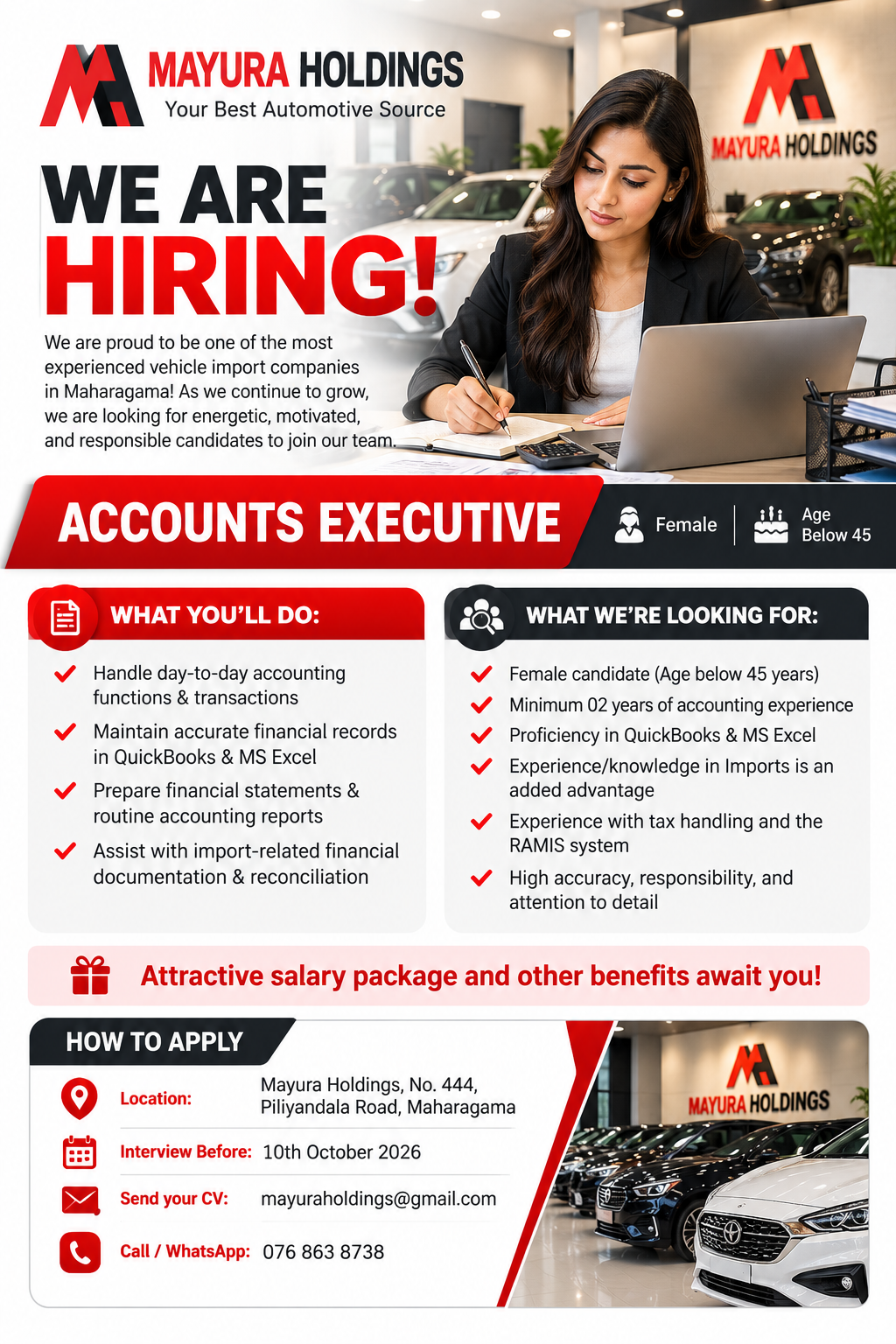 Accounts Executive – Female at Mayura Holdings