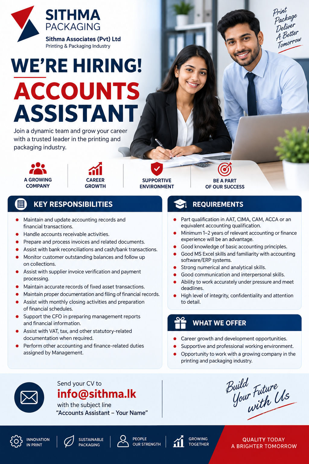 Accounts Assistant at Sithma Associates (Pvt) Ltd