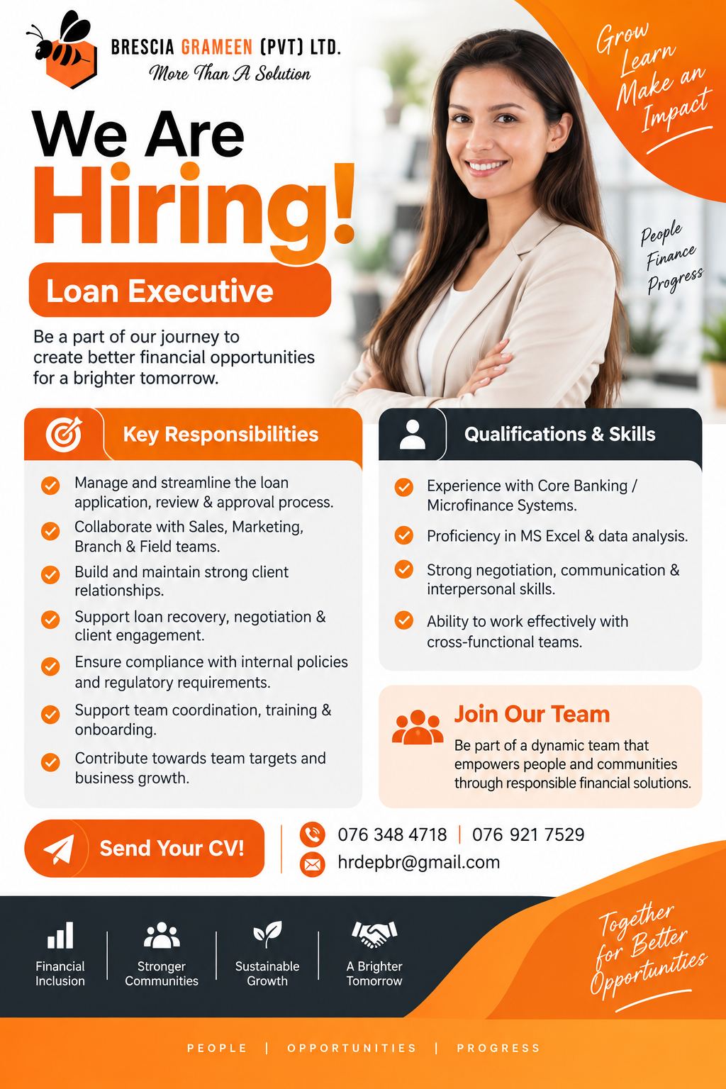Loan Executive at Brescia Grameen (Pvt) Ltd