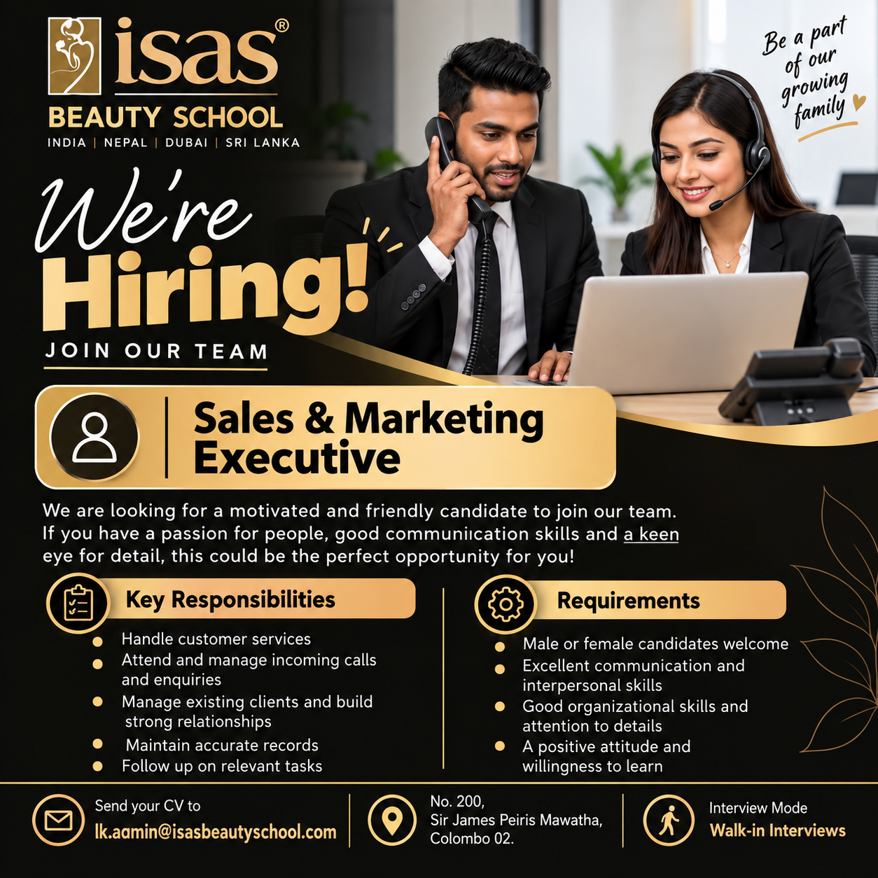 Sales & Marketing Executive at ISAS Beauty School