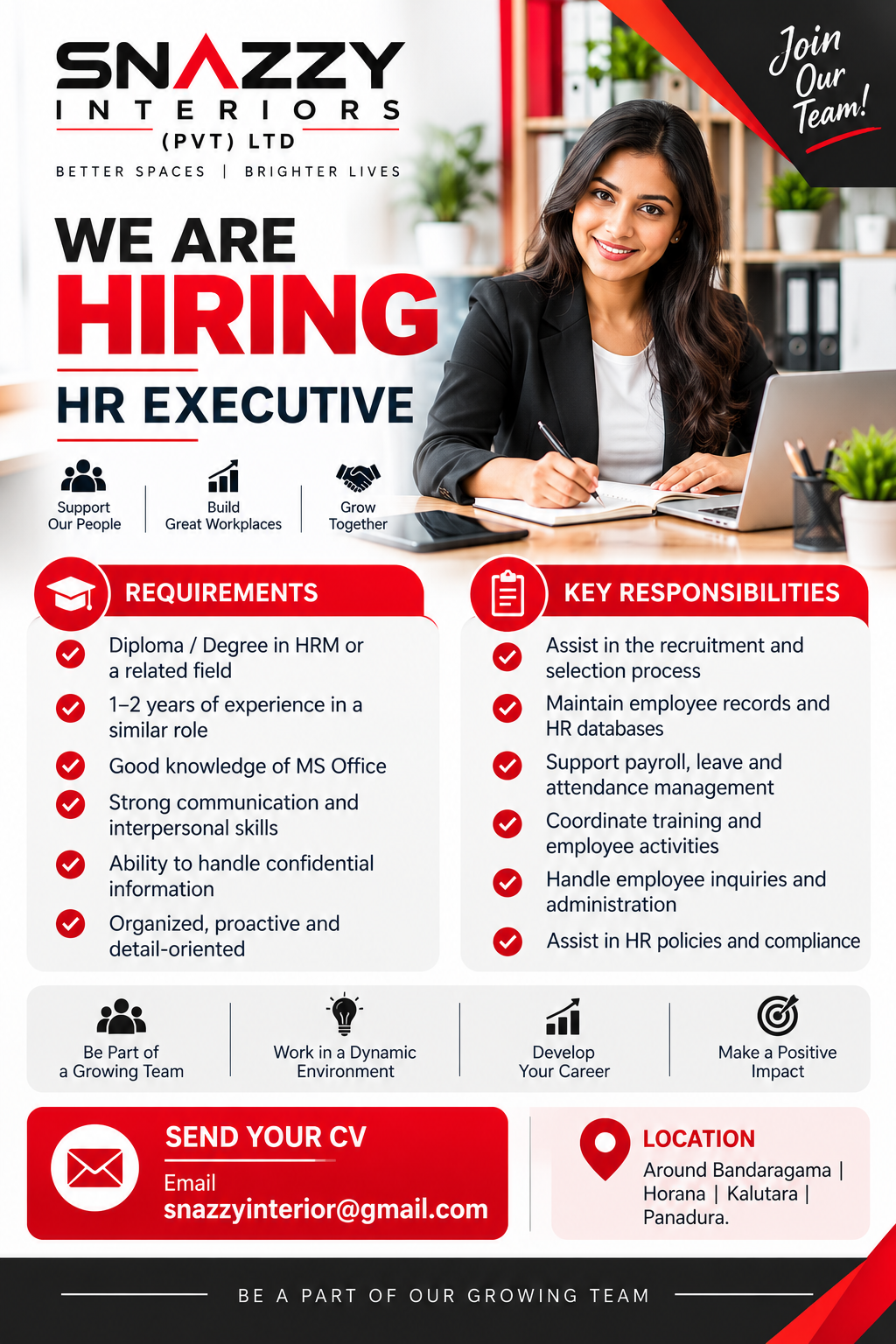 HR Executive at Snazzy Interiors (Pvt) Ltd
