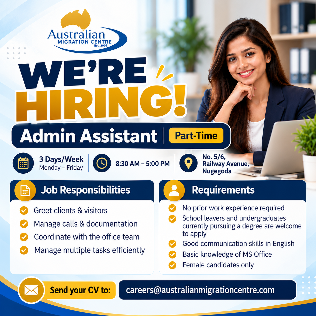 Admin Assistant at Australian Migration Centre