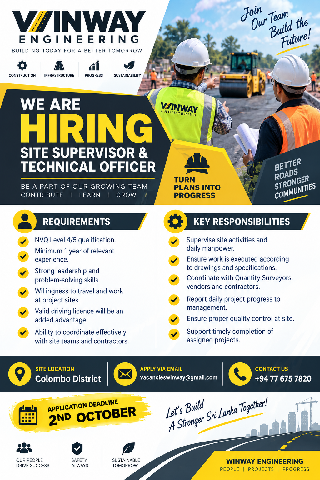 Site Supervisor & Technical Officer at Winway Engineering