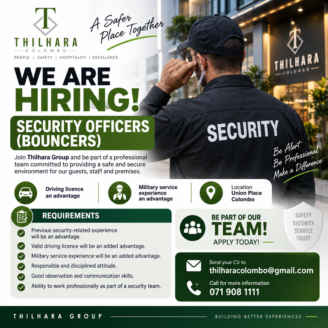 Security Officer (Bouncer) at Thilhara Colombo / Thilhara Group